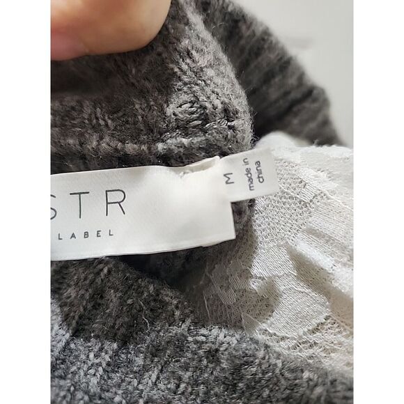Anthropologie ASTR the Label Puff-Sleeve Turtleneck Knit‎ Sweater Gray Medium - Picture 9 of 10